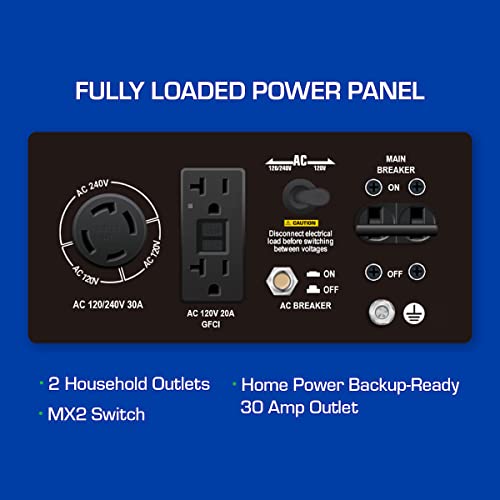 DuroMax XP12000EH 12,000-Watt Dual Fuel Portable Generator – Gas & Propane, Electric Start, Whole Home Backup Power, Transfer Switch Ready, RV & Emergency Ready