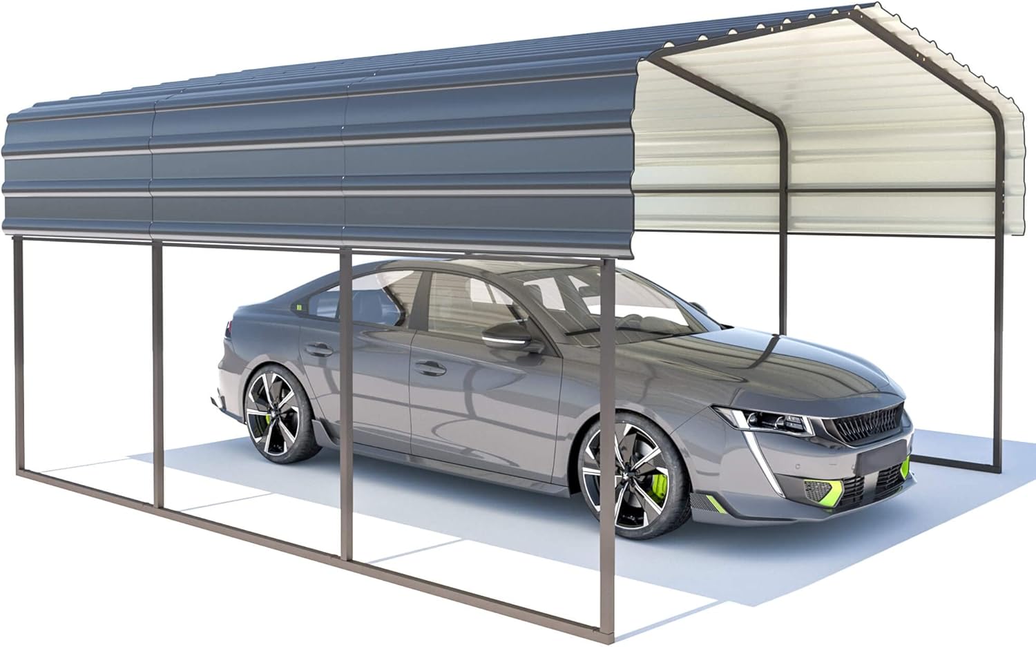 MELLCOM 12 x 20 ft Carport with Galvanized Steel Roof - 12' x 20' x 8.4' Multi-Use Shelter, Sturdy Metal Carport for Cars, Boats, and Tractors