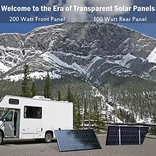 JJN Bifacial 200 Watt Solar Panel 12V 10BB Monocrystalline Solar Panels High Efficiency Solar Module for RV Home Battery Charging Farm Trailer Camper Marine Off Grid System Single Piece