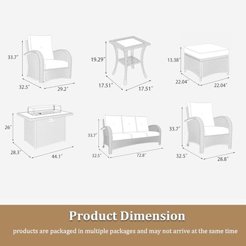 5 Pieces Wicker Patio Furniture Set, Luxury Outdoor Conversation Set with High Back Swivel Rocker Chairs
