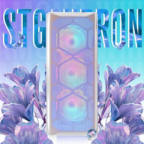STGAubron Gaming PC Desktop Computer, Intel Core I7 up to 3.9 GHz, Radeon RX 580 8G, 16G RAM, 512G SSD, WiFi, Bluetooth 5.0, RGB Fan x6, RGB BT Sound Bar, Windows 10 Home