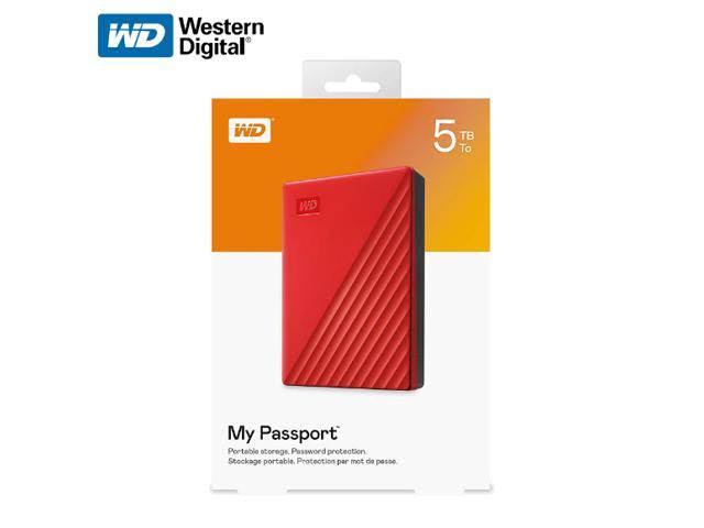 WD 5tb My Passport Portable Hard Drive, Red - WDBPKJ0050BRD-WESN