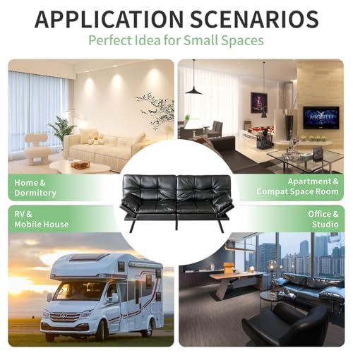 MUUEGM Futon Sofa Bed Couch, Memory Foam Futon Convertible Futon Couch, Sofa Bed Couch,Modern Loveseat Daybed Sofa,Comfy Sleeper Couch for Apartment, Living Room,Easy Assemble,Blue