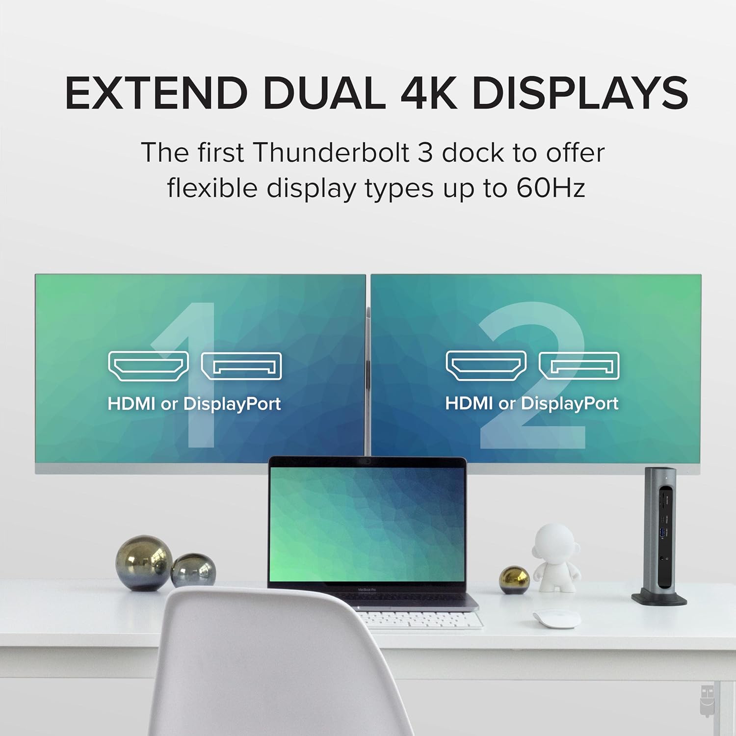 Plugable 14-in-1 USB-C and Thunderbolt Dock - 40Gbps, 96W Charging, Compatible with Mac and Windows, 2X HDMI 2.0 and DisplayPort 4K60, 7X USB Ports, Ethernet, Audio, SD/MicroSD, Certified, Driverless