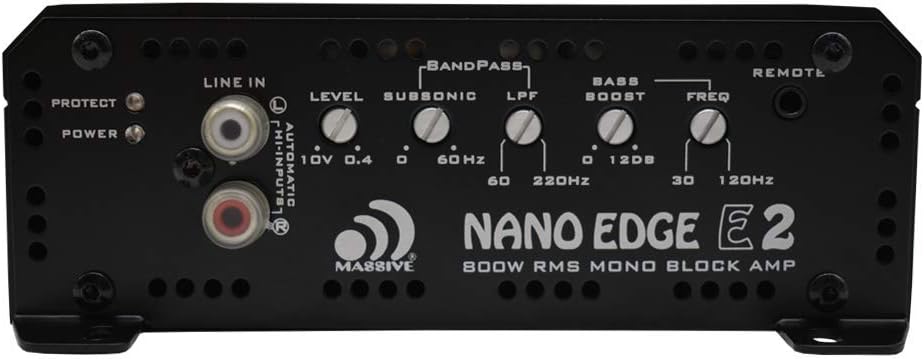 Massive Audio E3 - Car Audio 2,800 Watt Nano Edge Series, Monoblock Car Amplifier, Bass Boost, 1 Ohm Stable