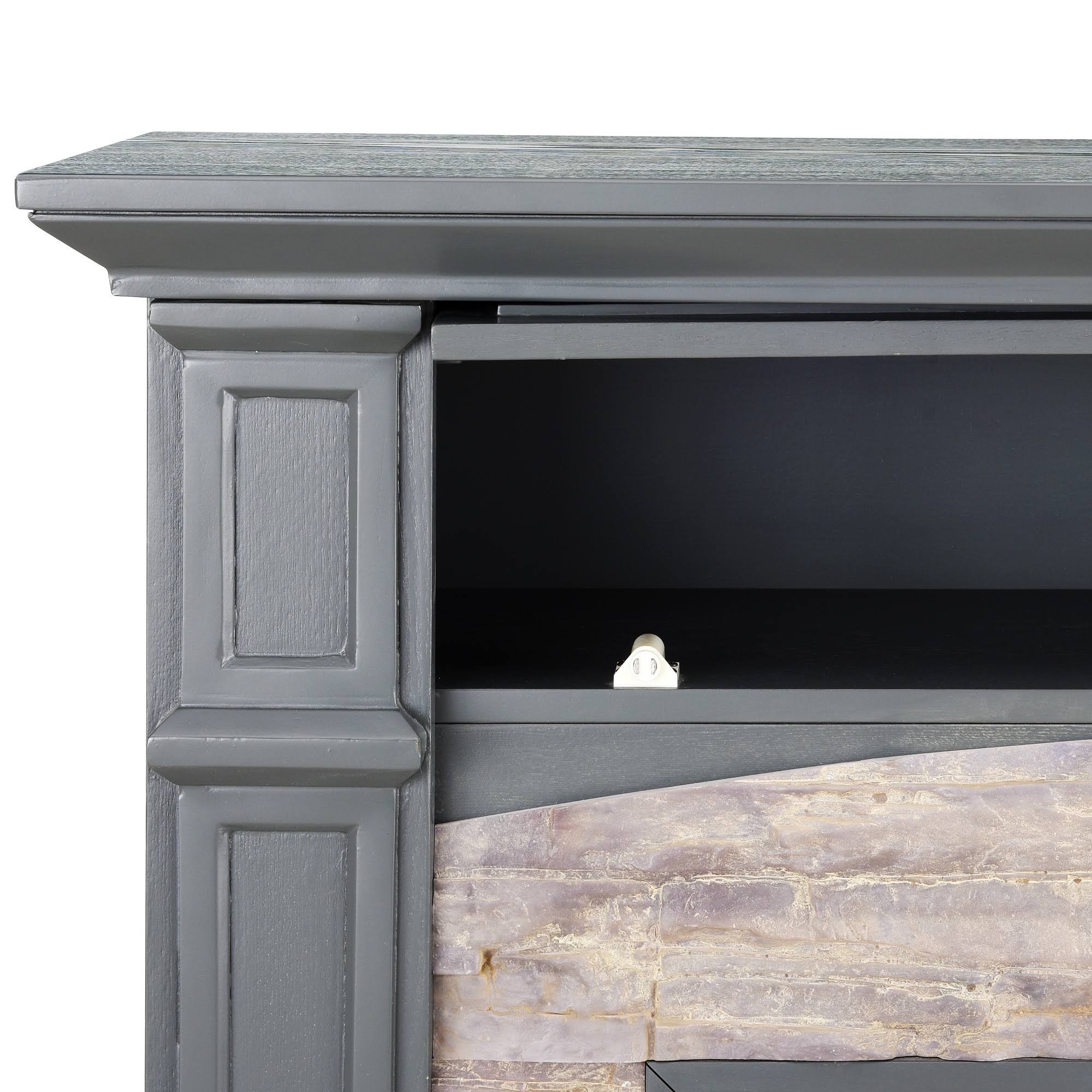 Salski Electric Media Fireplace Gray with Weathered Stone - Aiden Lane