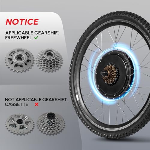 PEXMOR Electric Bike Conversion Kit, 48V 1000W /1500W 26" Front/Rear Wheel E-Bike Hub Motor Kit, Upgrade 3 Mode Controller w/PAS/LCD Display/Twist Throttle Ebike Bicycle Wheel Kit
