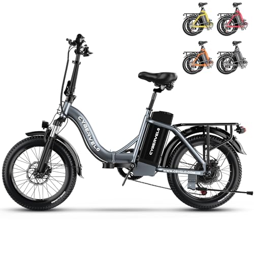 1000W Folding Electric Bike, 48V 20.8AH Large Removable Battery E-Bike, 30+MPH, 80 Miles Max Range, 20" Fat Tire Electric Bike for Adults, Adult Electric Bicycles for Commute