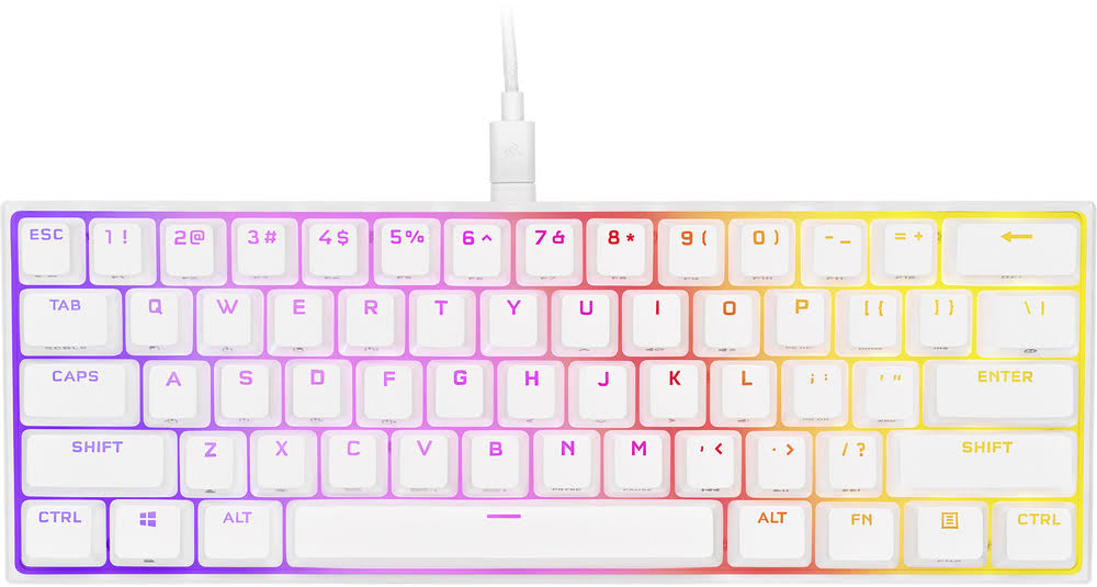 Corsair K65 RGB Mini 60% Mechanical Gaming Keyboard - Cherry MX Speed - White