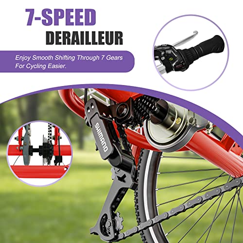 DoCred Adult Tricycles, 7 Speed Adult Trikes 20/24/26 inch 3 Wheel Bikes for Adults with Large Basket for Recreation, Shopping, Picnics Exercise Men's Women's Cruiser Bike