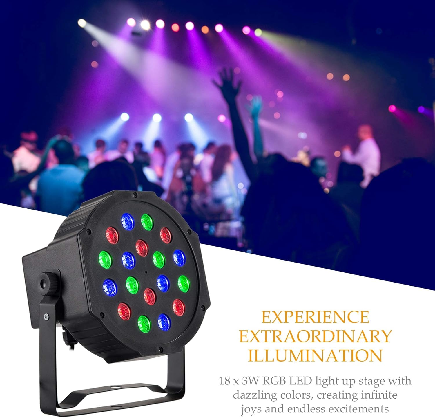 CO-Z LED Stage Lights DMX, 8 pcs 18x3W RGB Par Can Lights Package with Remote Controller Sound Activated Stage Effect Lighting for Party DJ Dance Church Wedding Home Uplighting