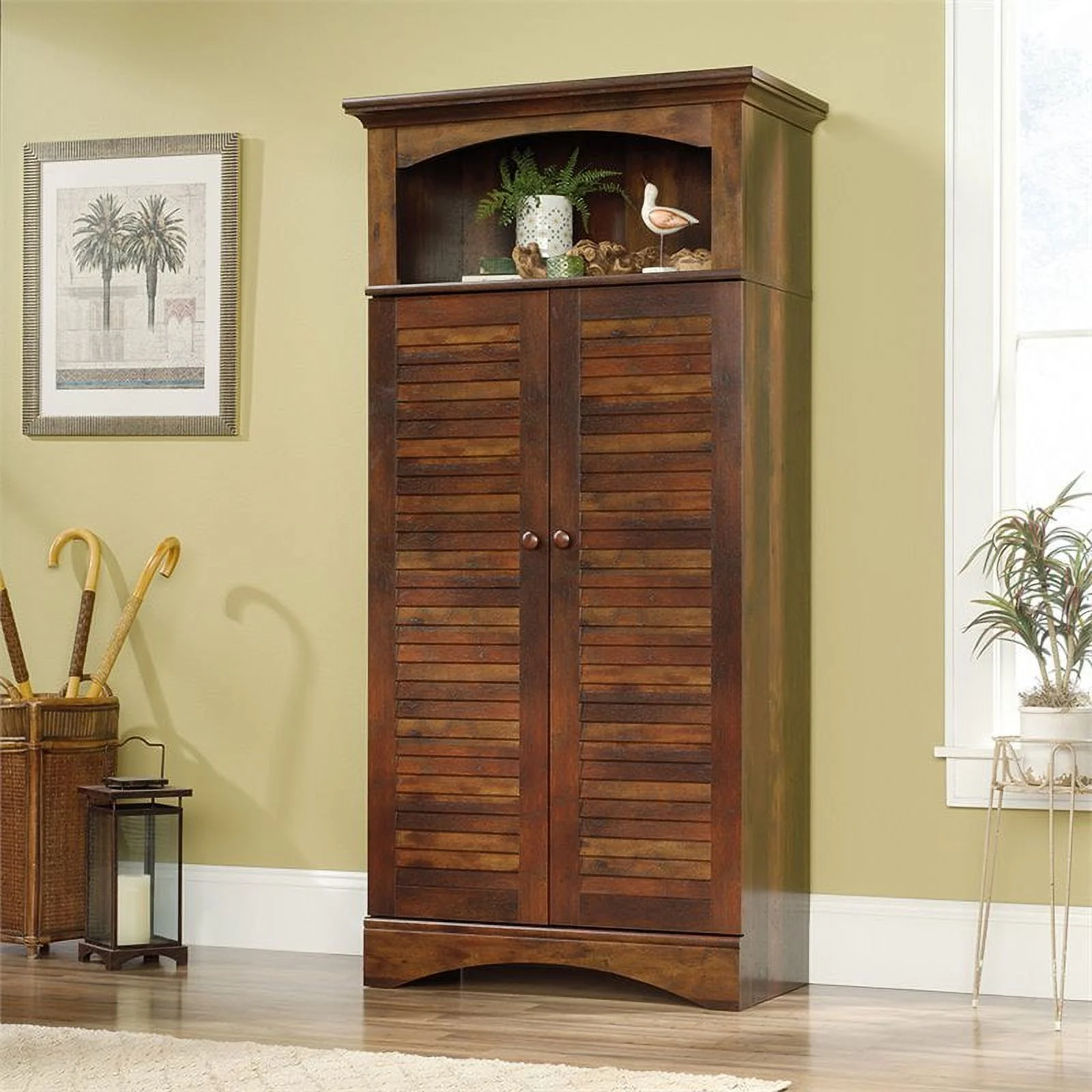 Sauder Harbor View Storage Cabinet, Curado Cherry Finish