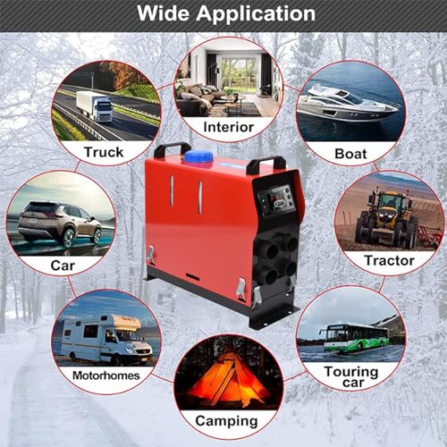 All in One Intelligent Diesel Heater, 12V/24V, 5KW Parking Heater，Diesel Heater with Smart LCD Display, 5L Fuel Tank and Remote Control