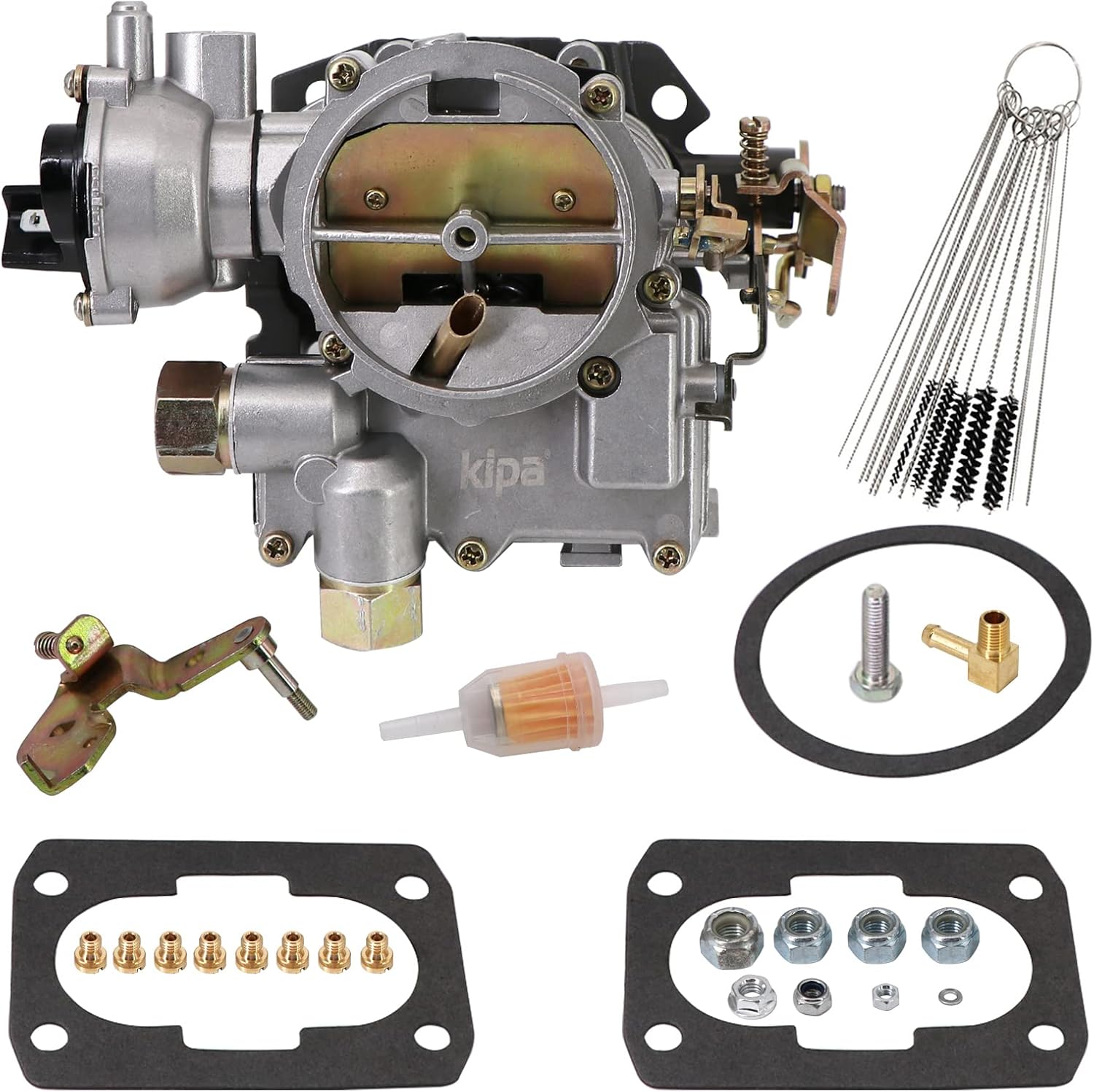 kipa Carburetor for Mercruiser Marine 4-Cylinder 2.5L 3.0L 2 Barrel Rochester 3310-807504A1 Side Fuel Inlet with Electric Choke