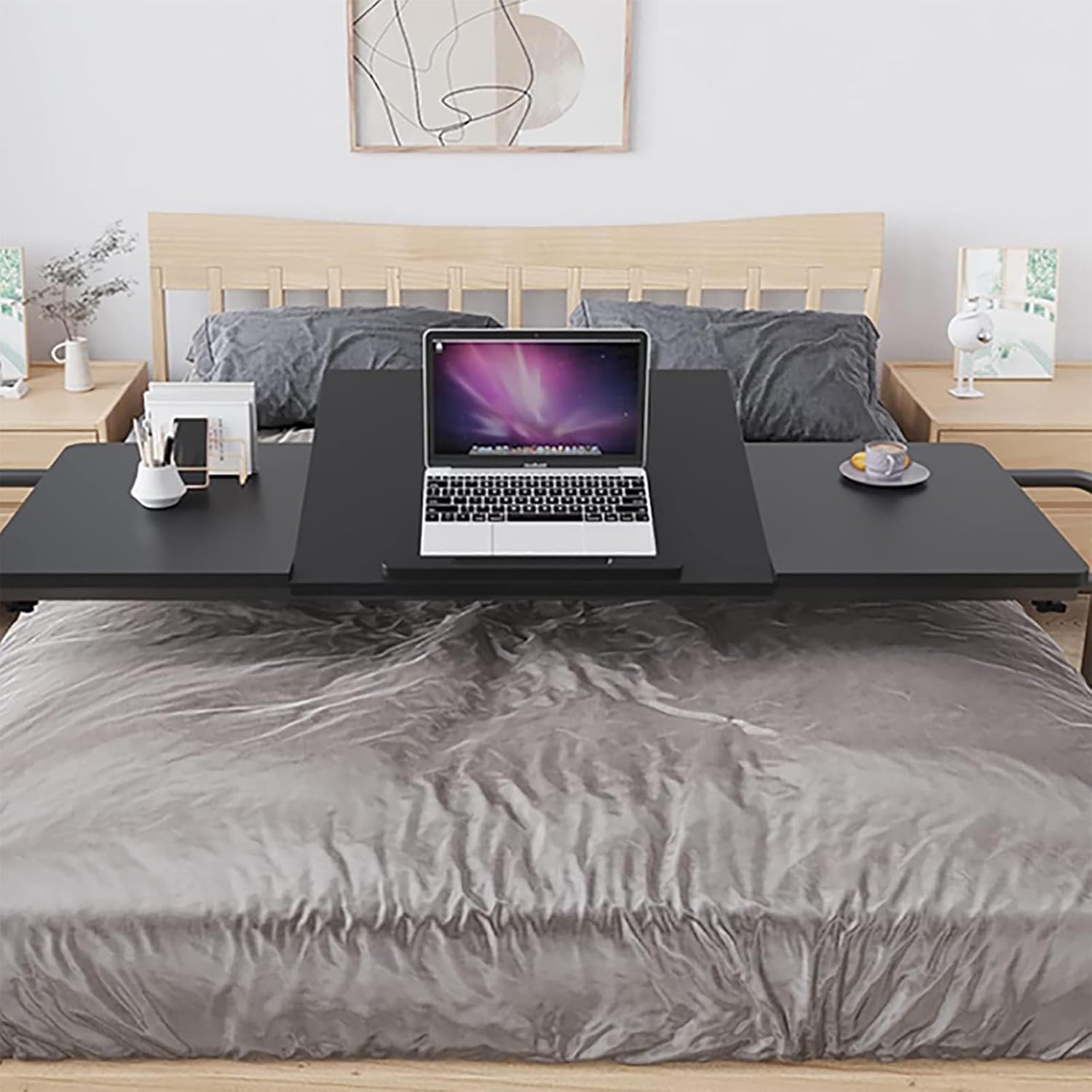 Over-Bed Tables, with Wheels Height and Length Adjustable Rolling Mobile Laptop Cart Desk for Home and Hospital Use