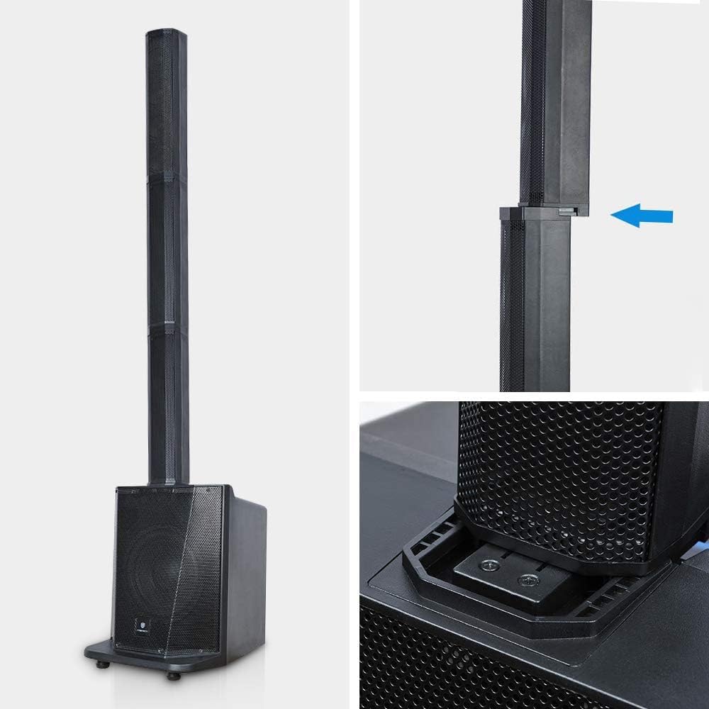 PRORECK PARTY 10 Portable 10-Inch 500 Watt Line Array Column Powered DJ/PA System Stage Tower Speaker with Bluetooth/USB/SD Card/Remote Control