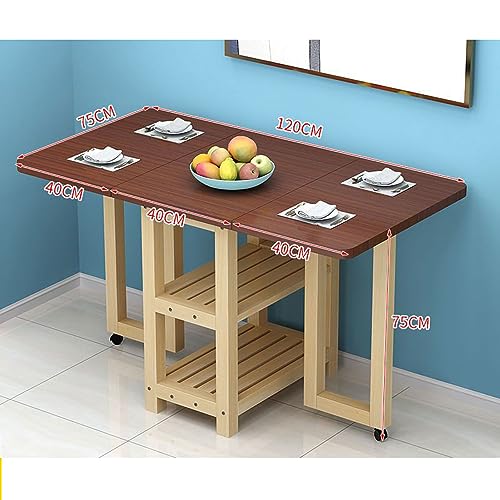 Space Saving Extendable Table, Folding Dining Table, Living Room Extendable Table, Multifunctional Convertible Dining Room Table (120x75x75cm/47x29x29in)