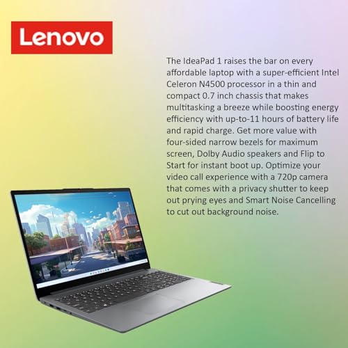 Lenovo IdeaPad 1 Laptop, 15.6" FHD Display, Intel Core i5-1235U, 24GB RAM, 1TB SSD, Numeric Keypad, SD Card Reader, Webcam, HDMI, RJ45, Wi-Fi 6, Windows 11 Home, Grey