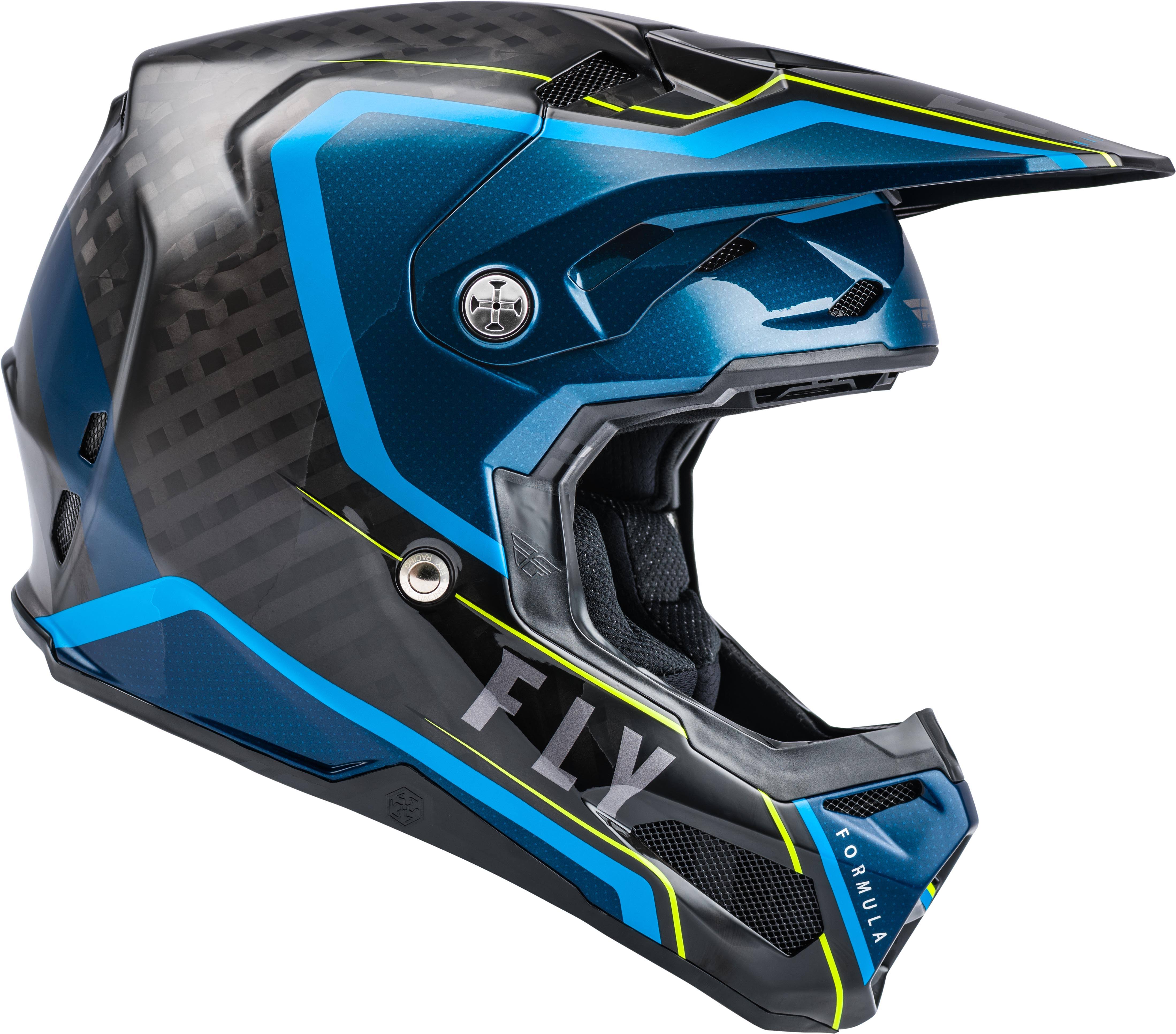 Fly Racing Formula Youth Helmet - Carbon Axon - Black/Blue/Hi-Vis
