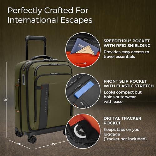Briggs & Riley Domestic 22" Carry On Expandable Spinner - Luggage for Travel, Suitcases with Wheels, Softside Rolling Bag for Men & Women, Self-Repairing Zipper - ZDX Collection, Black