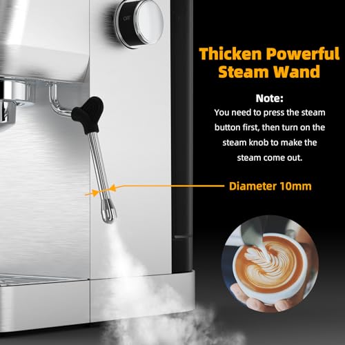 Cappuccino Machine, Latte Machine with Automatic Milk Frother, 20 Bar Espresso Machine for Home Gifts, Espresso Maker with Touchscreen, Stainless Steel Style