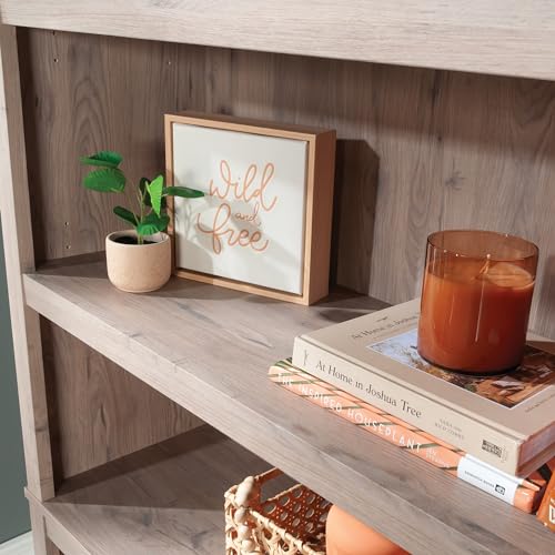Sauder 5 Tier Book Shelf Wooden Bookcase Multipurpose Bookshelf for Home Office, Living Room, in Chalked Chestnut