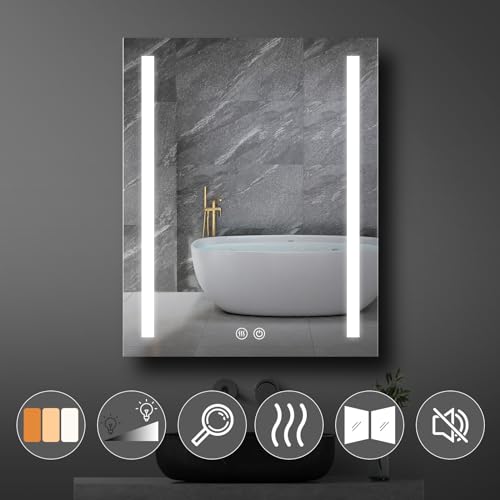 24x30 LED Mirror Medicine Cabinet Recessed or Surface, Defogger, Makeup Mirror 3X, Adjustable Color Temp & Dimmer, Outlets & USB (24x30)