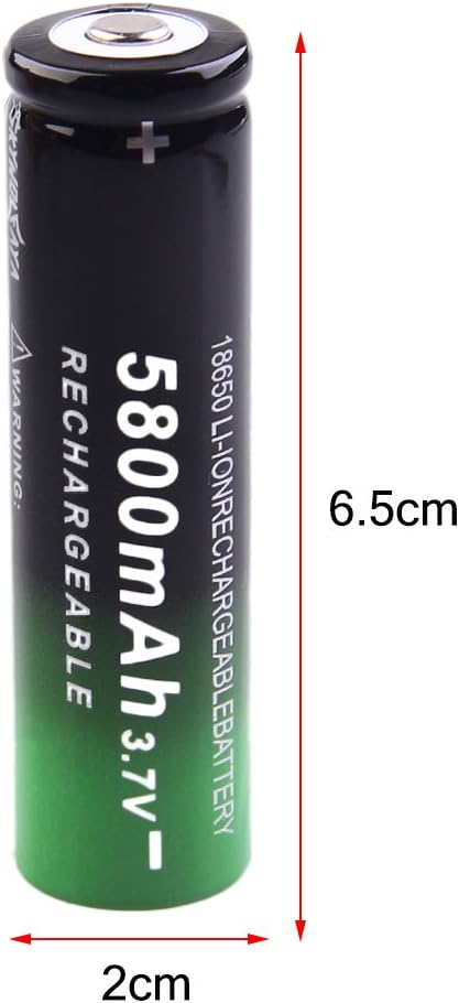 50 Pack Lithium Battery 18650 Rechargeable 5800mAh 20A 3.7V ICR Li-ion 18650 Batteries Button Top 18650 Rechargeable Battery for Camera LED Flashlights Headlight RC Cars, 18 x 65 mm, Green