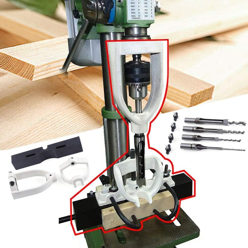 Woodworking Bench Mortiser Square Hole Chisel Drilling Machine Location Tool Tenon Joint Mortising Attachment Chisel Bit Mortise Tenon Drill for Bench Drill Steel USA Stock