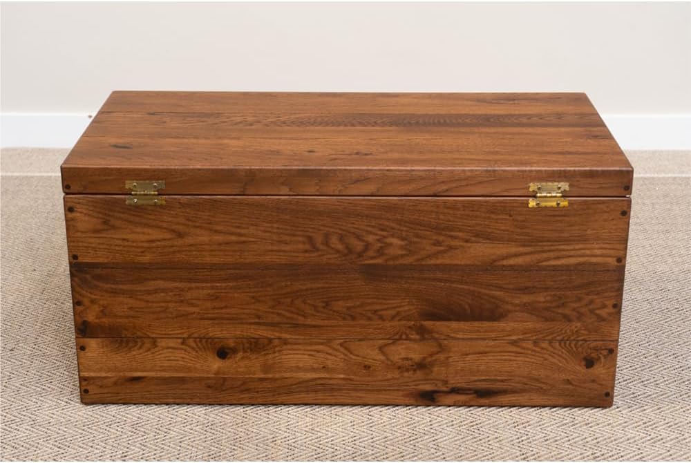 36” Wooden Storage Chest – Handmade Amish Hope Chest – Storage Trunk w/Anti-Slam Hinges – Solid Wooden Chest w/Handles – Clothing, Keepsake & Blanket Chest (Rustic Hickory Wood, Asbury Stain, 36”)