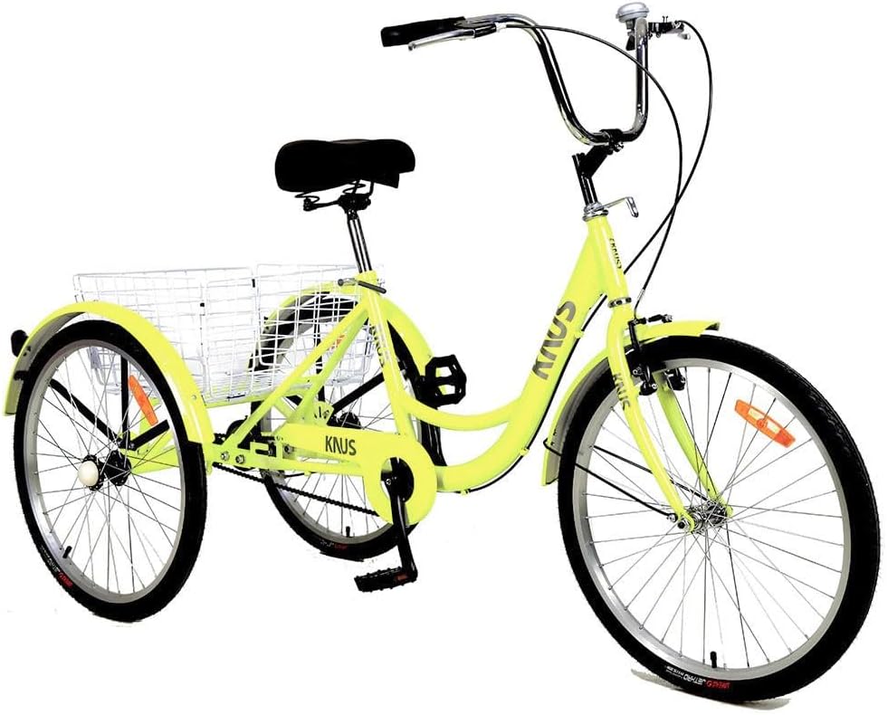 Adult Tricycle Trikes,3-Wheel Bikes,26 Inch Wheels Cruiser Bicycles with Large Shopping Basket for Women and Men