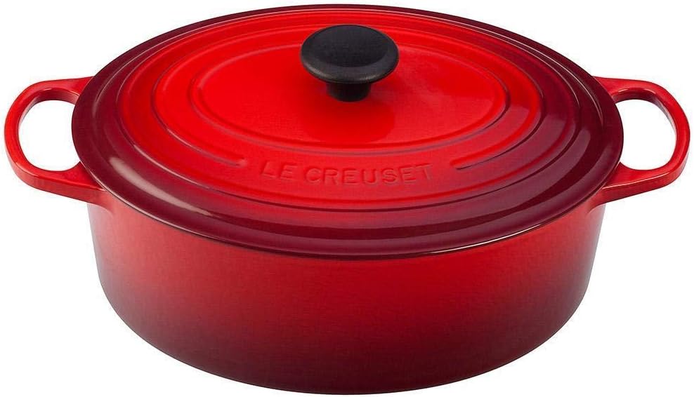 Le Creuset Enameled Cast Iron Signature Oval Dutch Oven, 6.75 qt., Cerise