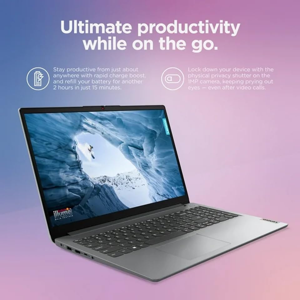 Lenovo 15.6" Laptop with Intel i5-1235U, IdeaPad 1i, 15.6" FHD Anti-Glare Display, 12th Gen Intel Core i5-1235U 10-core Processor, Intel Iris Xe Graphics, Windows 11 Home(16GB RAM | 1TB SSD)