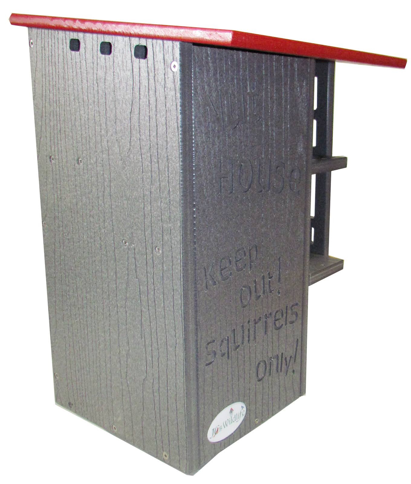 JCS wildlife Ultimate Squirrel House Nesting Box Gray/Cardinal Red