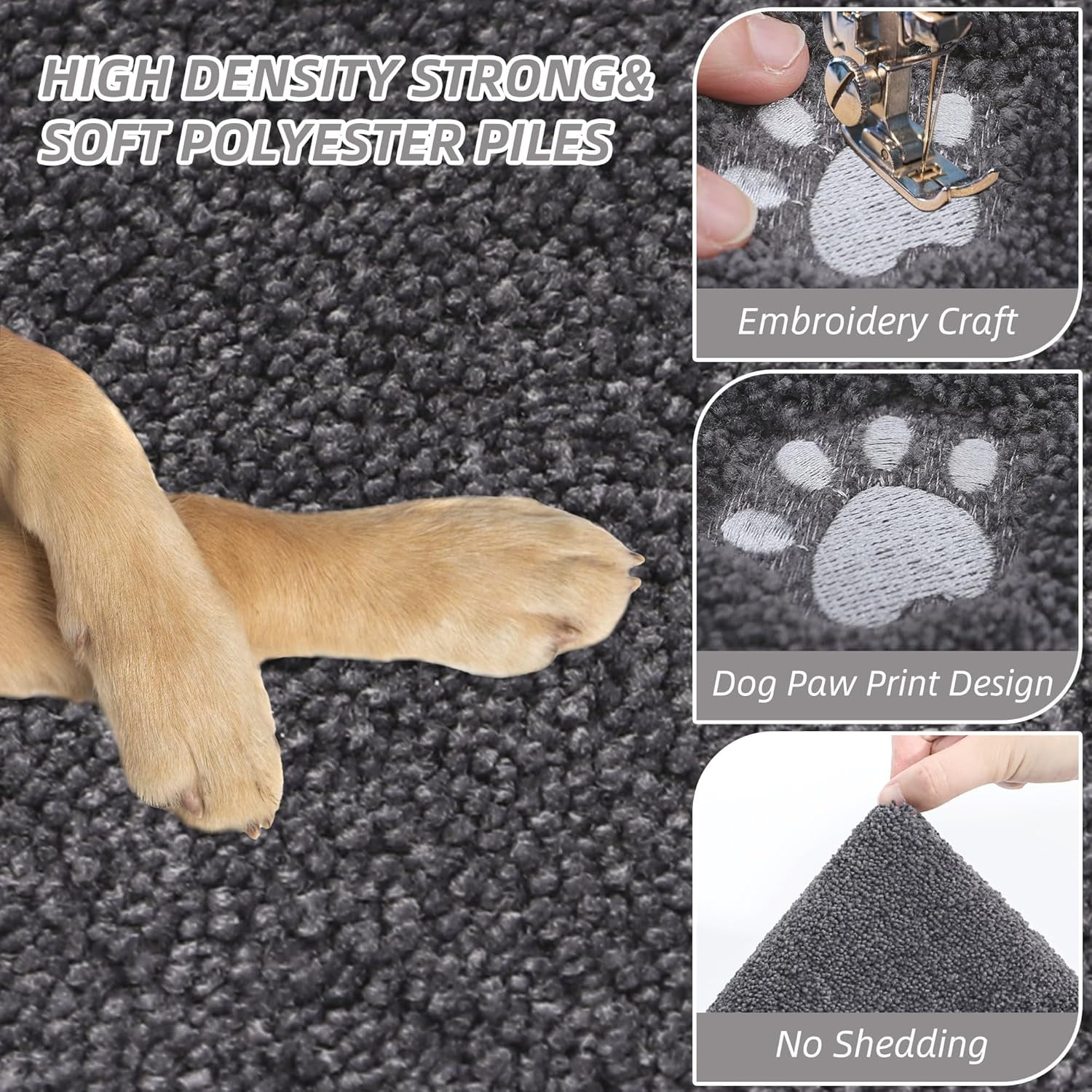 Dog Door Mat for Muddy Paws 36"x60" Dirt Trapper Absorbent Doormat Non Slip Entryway Rugs Washable Stain Resistant Welcome Floor Mat Soft Low-Profile for Front Back Door, Brown