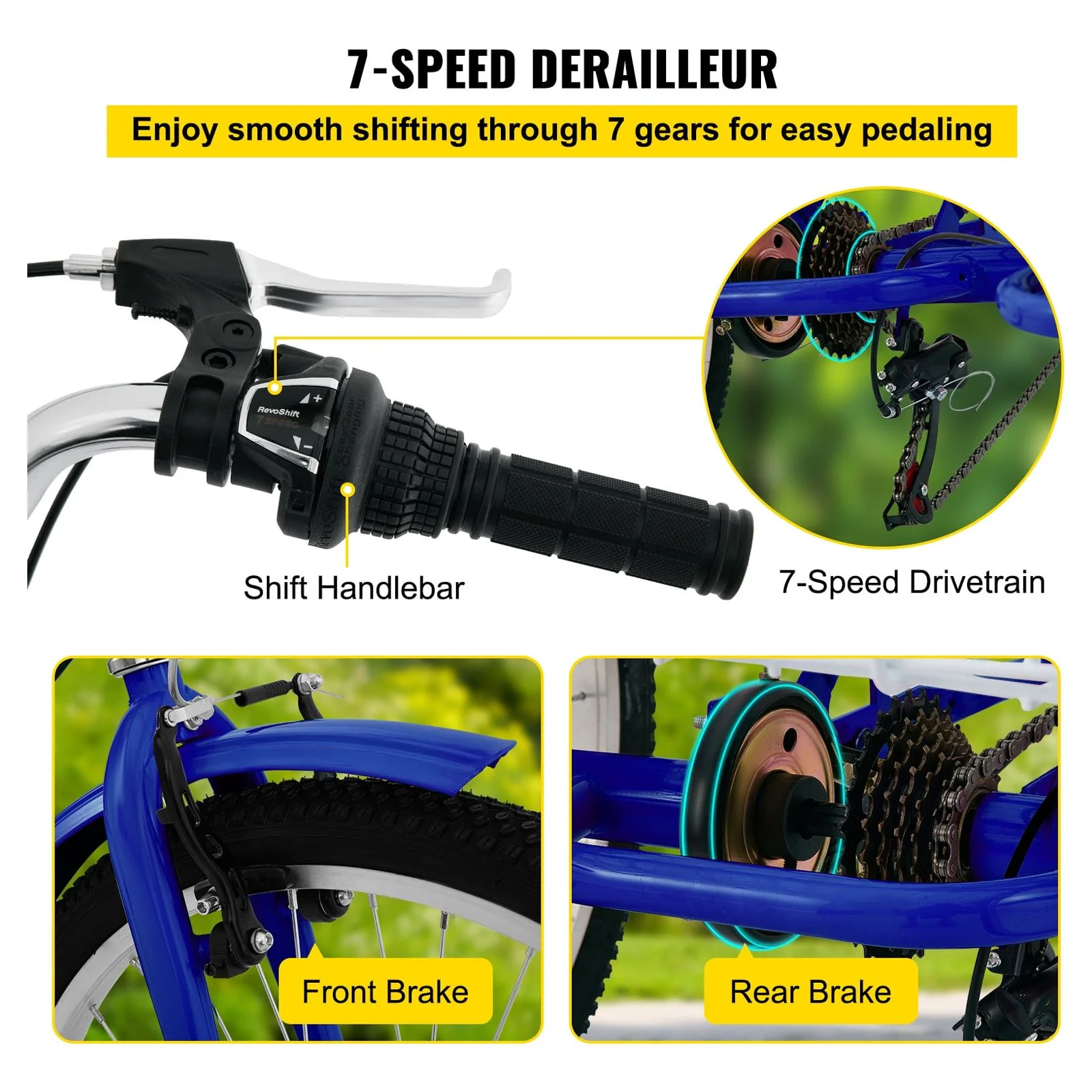BENTISM Foldable Tricycle Adult 24'' Wheels Adult Tricycle 7-Speed 3 Wheel Bikes For Adults