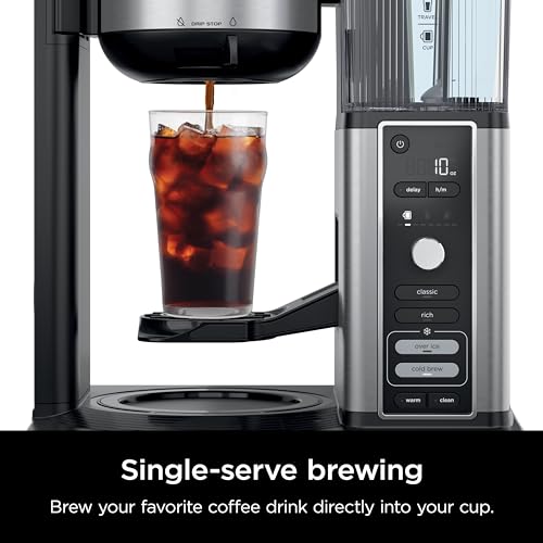 Ninja Hot & Iced XL Coffee Maker with Rapid Cold Brew, 4 Brew Styles, 8 Sizes Small Cup to Travel Mug, Single-Serve Coffee Brewer, 12-Cup Carafe, Permanent Filter, Removable Reservoir, Black, CM371