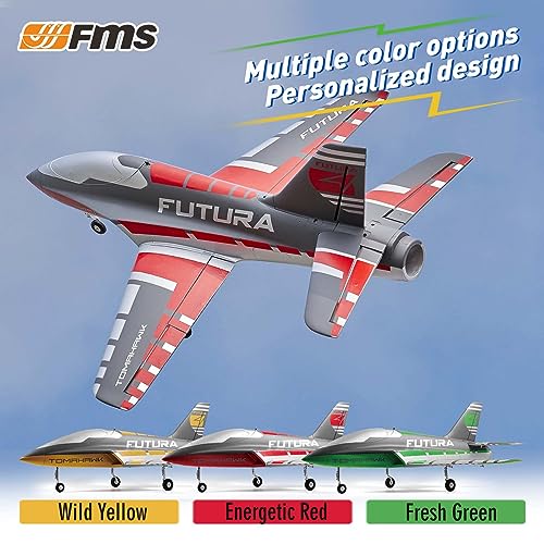 FMS Rc Jets Futura 64MM EDF Sport Jet Green rc Airplanes for Adults for Trainers EDF for Beginners 6 Channel Remote Control Planes PNP(NO Transmitter Batteries and Charger)