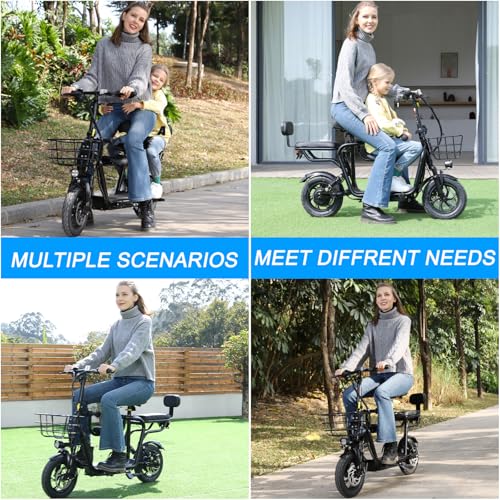 Electric Scooter with Seat for Adult, 36V/48V Electric Scooter with 350W/500W Motor 500W/750W Peak Power, 20 Mile Range, 17.4mph/18.75mph, e Scooters with Adjustable Seat