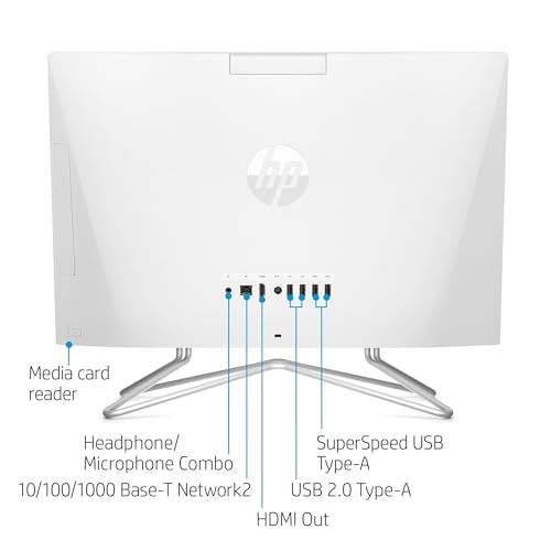 HP All-in-One Desktop Computer 2024 Newest, 21.5" 1080P FHD Display, Dual-Core Intel Celeron Processor, 8GB RAM, 256GB SSD, Privacy Webcam, Wi-Fi 5, Win 11 Pro, Mouse and Keyboard +HubxcelAccessory