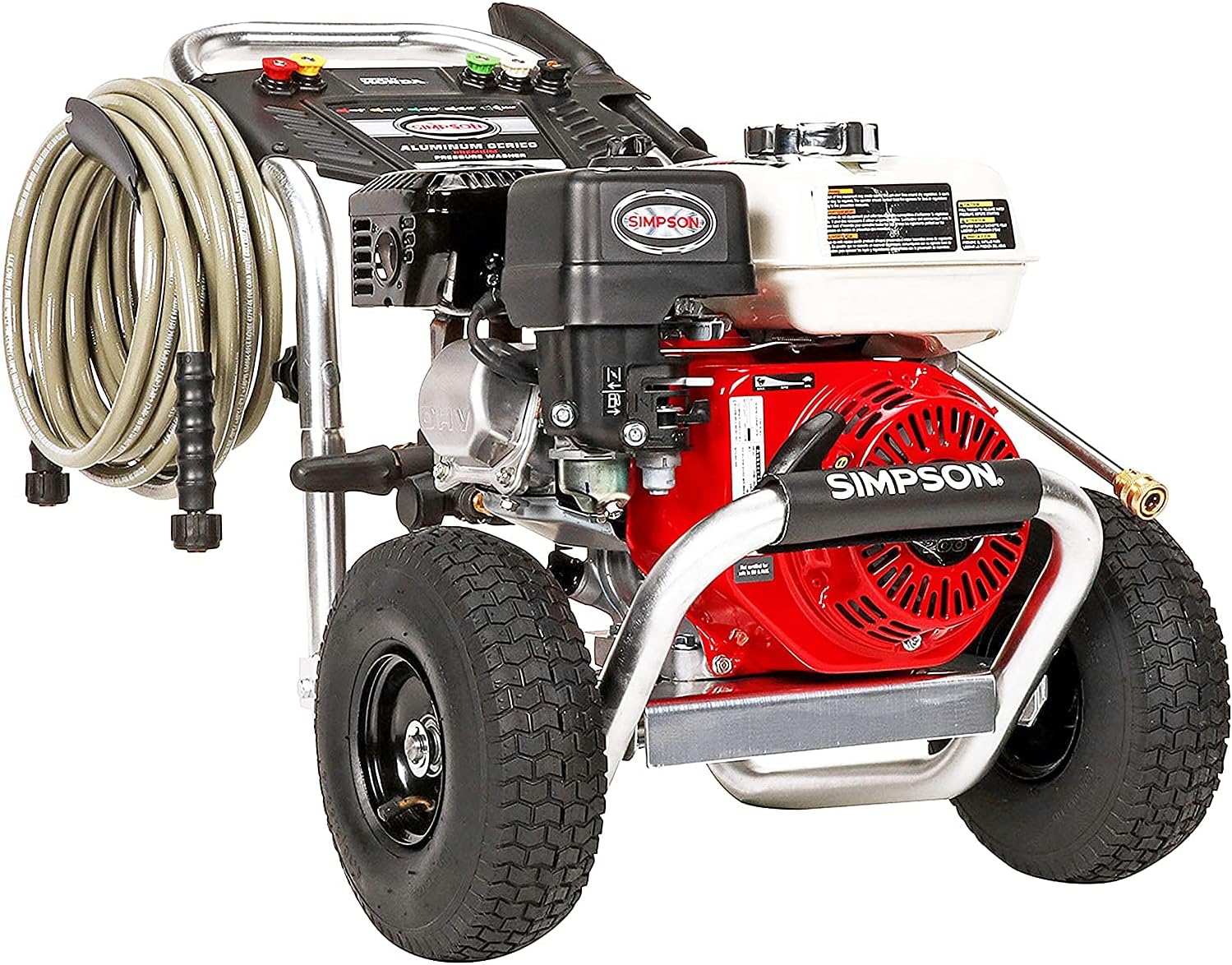 SIMPSON Cleaning ALH3425 Aluminum Gas Pressure Washer Powered by Honda GX200, 3600 PSI @ 2.5 GPM, Black & Red