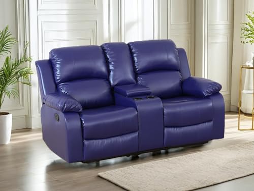 Loveseat Recliner for Living Room,Leather Red Reclining Loveseat Double Recliner Sofa Couch RV Loveseat Wall Hugger Loveseat Couch Living Room Furniture(A-Faux Lether Red)