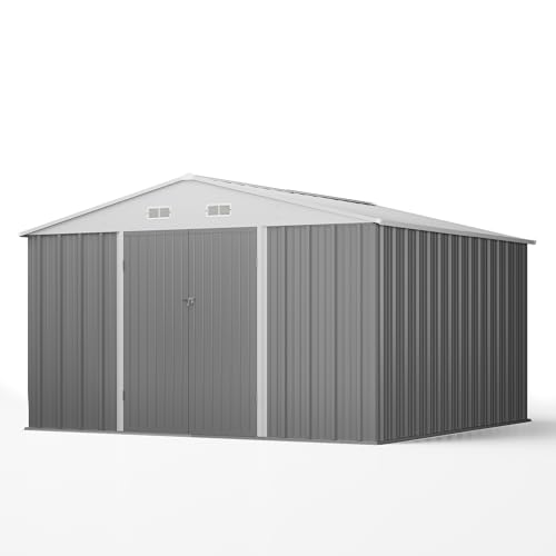 Patiowell 3 x 3 FT Outdoor Storage Shed,Small Garden Tool Storage Shed with Sloping Roof and Single Lockable Door, Outdoor Shed for Backyard Garden Patio Lawn, Grey