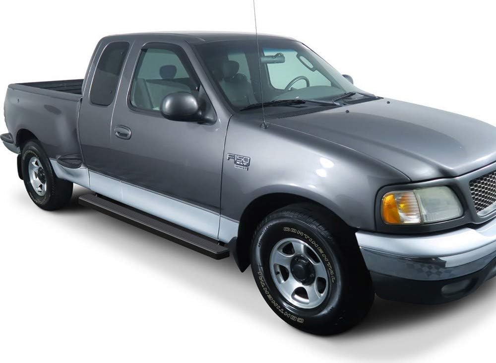 APS 4in Black iBoard Running Boards Compatible with Ford F150 F250 Light Duty Super Cab 99-03