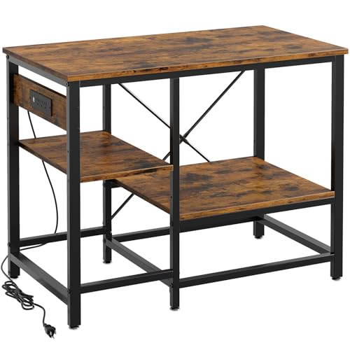 Bestier 40-50 Gallon Fish Tank Stand with Power Outlets, 36x18 Metal Aquarium Stand, Reptile Tank Stand with 3-Tier Adjustable Storage Shelve, 6-Leg Heavy-Duty Aquarium Rack, 660LBS Capacity