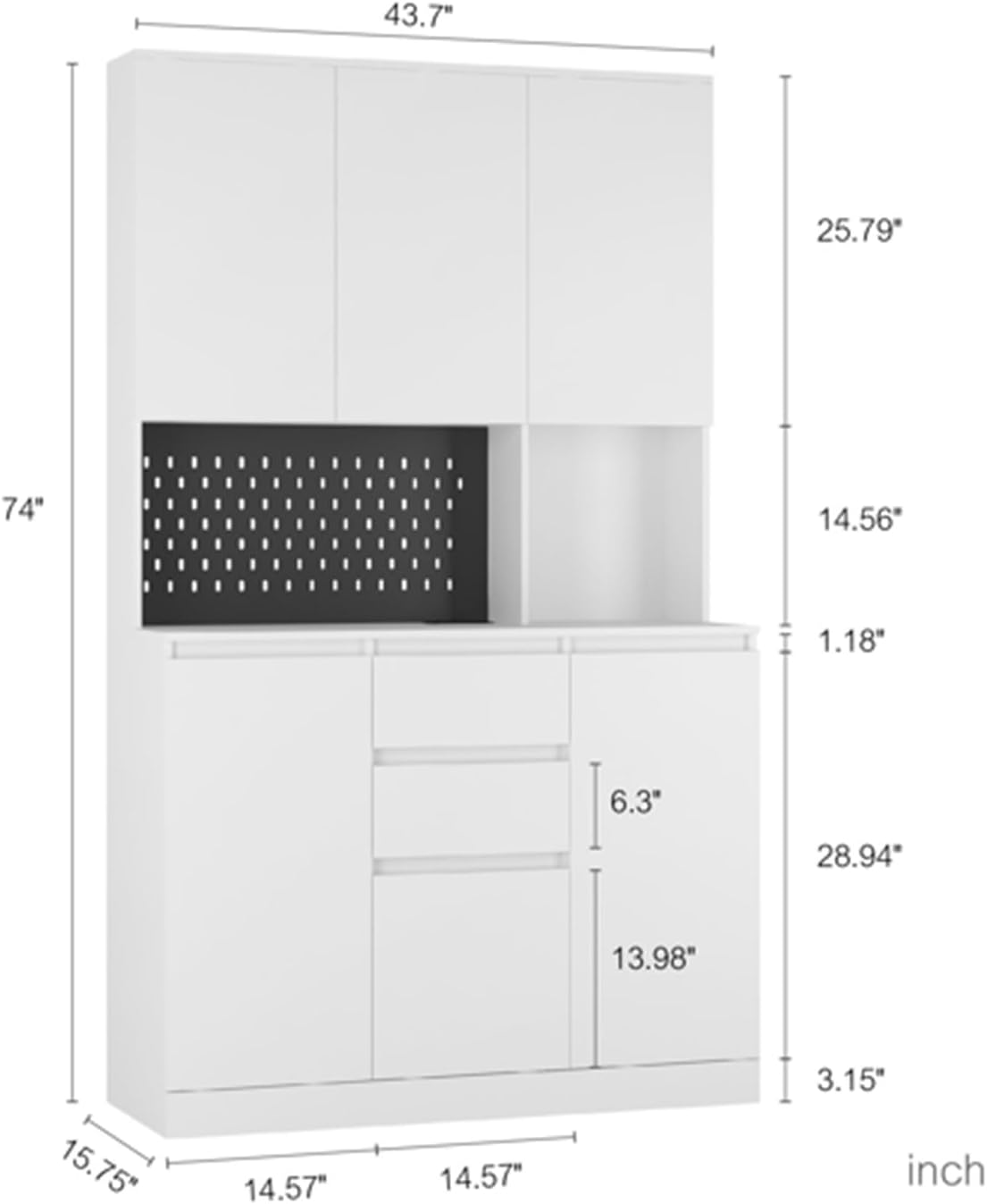 74" Kitchen Pantry Cabinet with Charging Station,Freestanding Buffet Cupboards Sideboard with Drawer,Modern Pantry Cabinet with Microwave Stand for Kitchen,Living Room,Dinning Room
