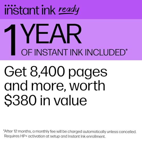 HP OfficeJet Pro 8139e Wireless All-in-One Color Inkjet Printer, Print, scan, Copy, fax, ADF, Duplex Printing Best-for-Home Office, 1 Year Instant Ink Trial Included