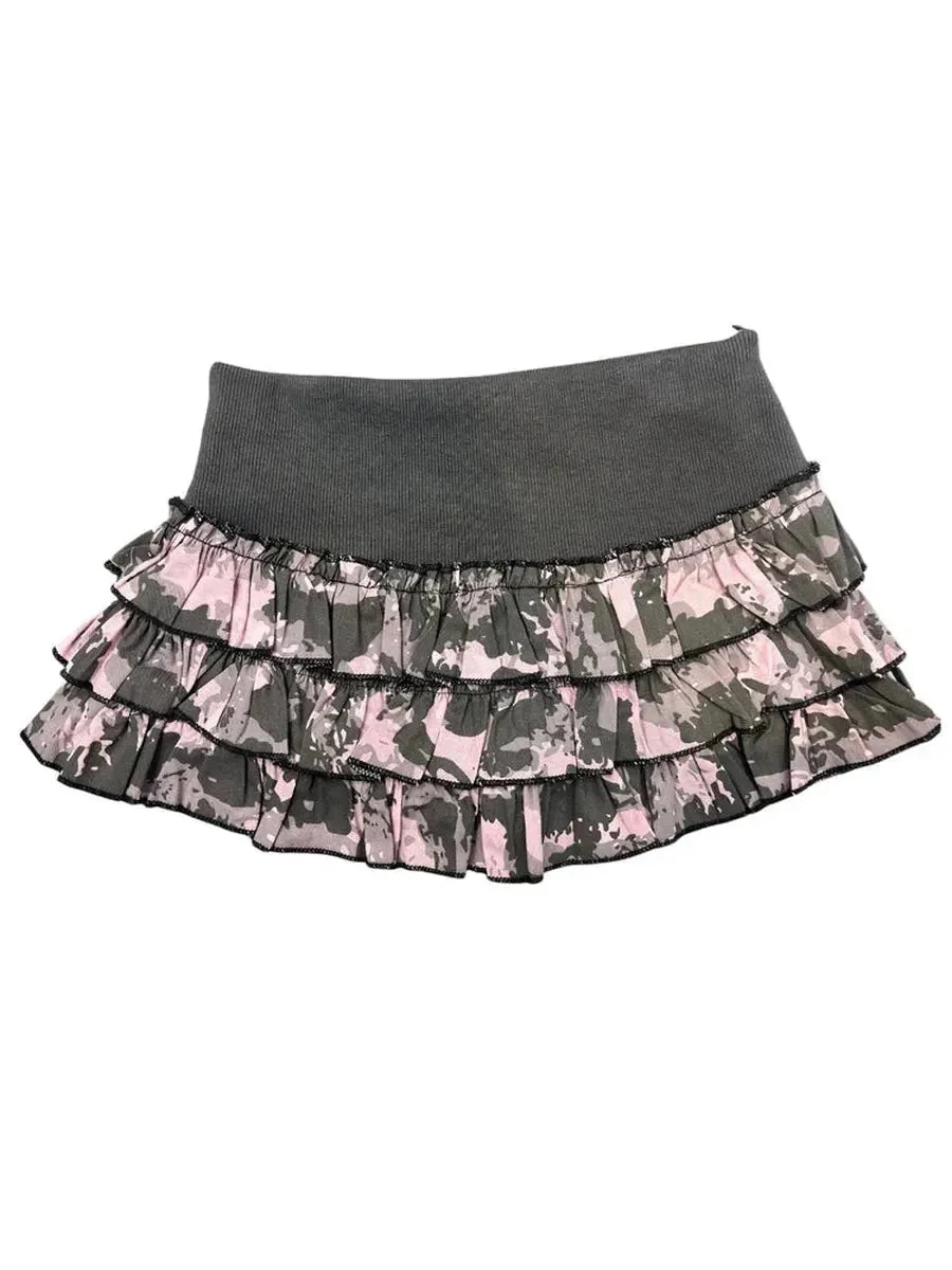 '3 hrs' Rhinestone Camouflage Pink Gray Blokette Mini Skirt