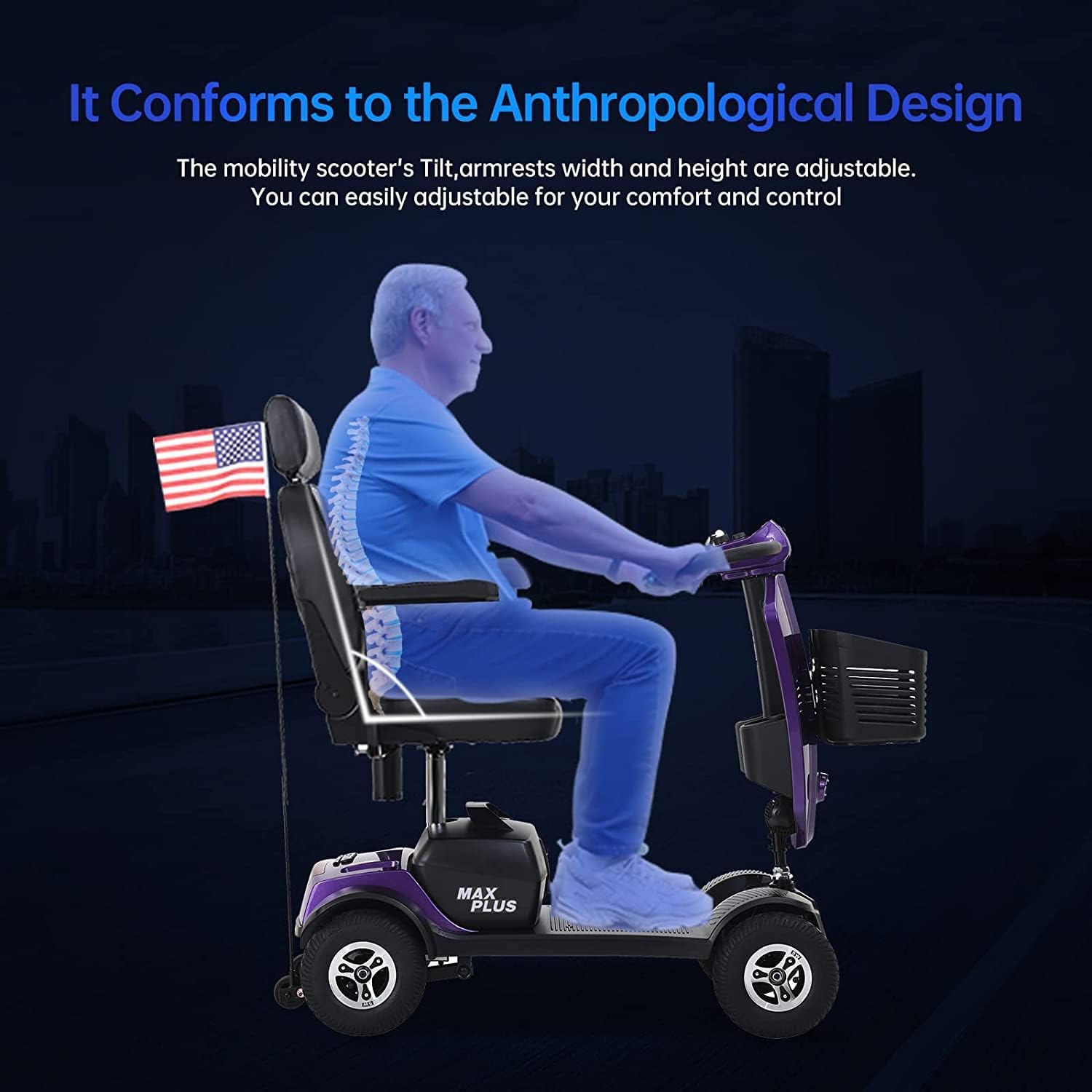 Mobility Scooters for Seniors 300w Electric 4-Wheel Mobility Scooter for Seniors Adults Elderly 300lbs Powered Wheelchair Device 16 Miles Long Range Travel Scooter Medical Adjustable Scooter