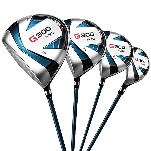 PGM Men's Complete Golf Club Sets - 12 Pieces - 3 Wood (#1,3,5), 1 Hybrid (#4H), 6 Irons(#5,6,7,8,9,PW), 1 Sand Wedge (55°), 1 Putter - Golf Stand Bag - Titanium Club Head